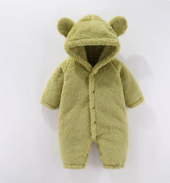 QQ_1746534196031 Mini Fashion™ - Met Capuchon - Fleece Romper Groen / 80 (9-12 maanden) | Educatief Speelgoed - Afbeelding 1