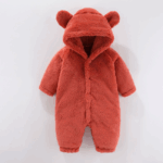 Mini Fashion™ - Met Capuchon - Fleece Romper Rood / 73 (6-9 maanden) | Educatief Speelgoed