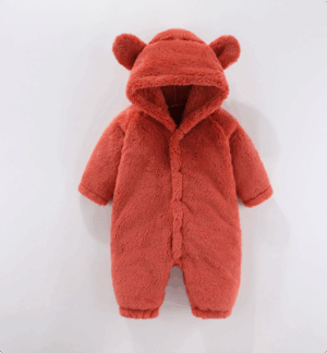 Mini Fashion™ - Met Capuchon - Fleece Romper Rood / 73 (6-9 maanden) | Educatief Speelgoed