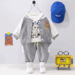 Mini Fashion™ - Peuter&Avontuur  - 3-delige Kleding Set Grijs Baseball / 90 (2 jaar) | Educatief Speelgoed