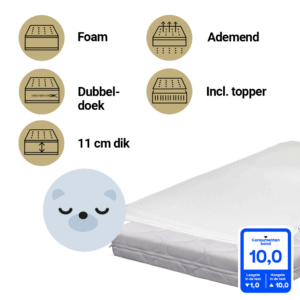 Matras Peuterbed + Topper ZZZOO 70x140 Airgo Beer + GRATIS Airgosafe Hoeslaken