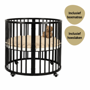 Set | Box Novi at Home® Mila Rond Black Incl. Boxmatras en Hoeslaken