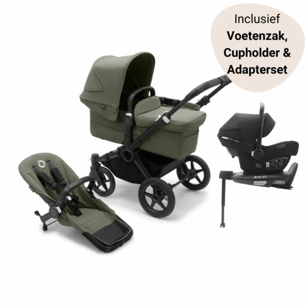 Kinderwagen Bugaboo Donkey5 Mono Ultimate - Black/Forest Green + Gratis Duo Extensie - Afbeelding 1