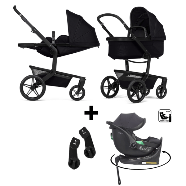 Kinderwagen Joolz Day5 Space Black + Autostoel EasyGo Buz Pro I-Size 360 Ink&Base&Adapterset - Afbeelding 1