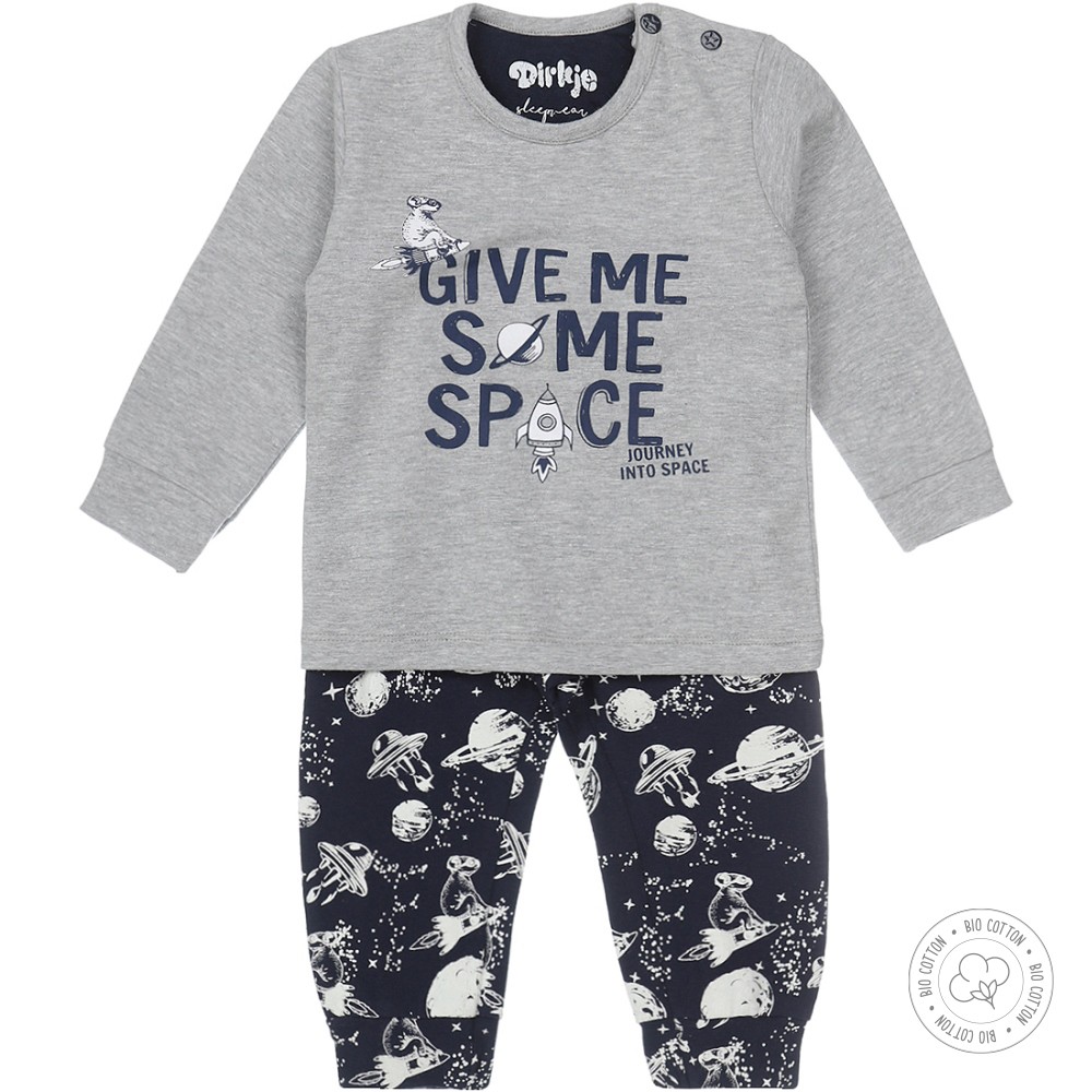 Pyjama Baby Dirkje NOOS Bio Cotton Space Grey Melee/Navy - Afbeelding 1