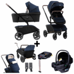 Kinderwagen The Jiffle Blue + Autostoel Novi Baby Jewel&Base&Accessoires + GRATIS Bolderkarzitje&Voetenzak