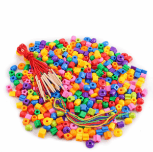 Rainbow Lacing Beads™ – Speels Rijgen – Regenboogkralen met veter 20 kralen + 4 touwen + 2 houten touwen (OPP-zakje) | Educatief Speelgoed