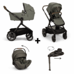 Set | Kinderwagen Demi Next Pine Incl. Autostoel Nuna Arra Flex Caviar + Base Curv 360