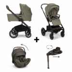 Set | Kinderwagen Nuna MIXX Next Pine Incl. Autostoel Nuna Arra Flex + Base Curv 360