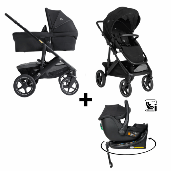 Kinderwagen Joie Signature Vinca Eclipse met Autostoel Jacky Pro 360° All Black&Base - Afbeelding 1