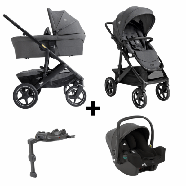 Kinderwagen Joie Signature Vinca Ebony met Autostoel I-Snug I-Size Shale&Base - Afbeelding 1