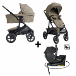 Kinderwagen Joie Signature Vinca Sandstone met Autostoel Joy Glide 360° All Black&Base