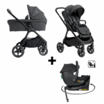 Kinderwagen Joie Signature Finiti Ebony met Autostoel Jacky Pro 360° All Black&Base