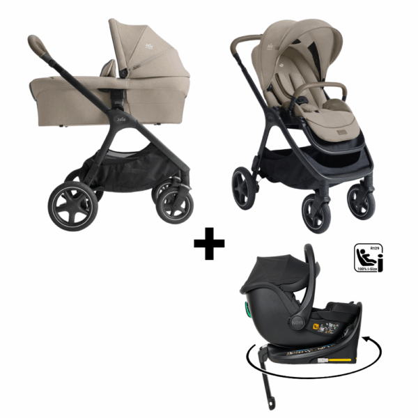 Kinderwagen Joie Signature Finiti Sandstone met Autostoel Jacky Pro 360° All Black&Base - Afbeelding 1