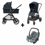 Kinderwagen Maxi-Cosi Plaza Plus Essential Black met Autostoel Maxi-Cosi Rock Essential Grey I-Size