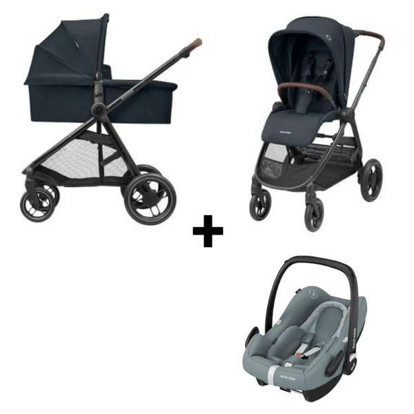 Kinderwagen Maxi-Cosi Plaza Plus Essential Black met Autostoel Maxi-Cosi Rock Essential Grey I-Size - Afbeelding 1