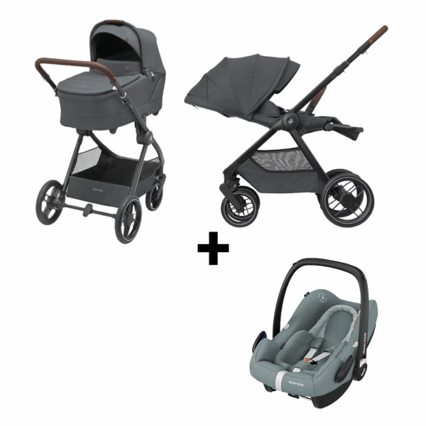Kinderwagen Maxi-Cosi Street Plus Essential Graphite met Autostoel Maxi-Cosi Rock Essential Grey I-Size - Afbeelding 1