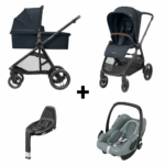 Kinderwagen Maxi-Cosi Street Plus Essential Graphite met Autostoel Maxi-Cosi Rock Essential Grey I-Size en Base