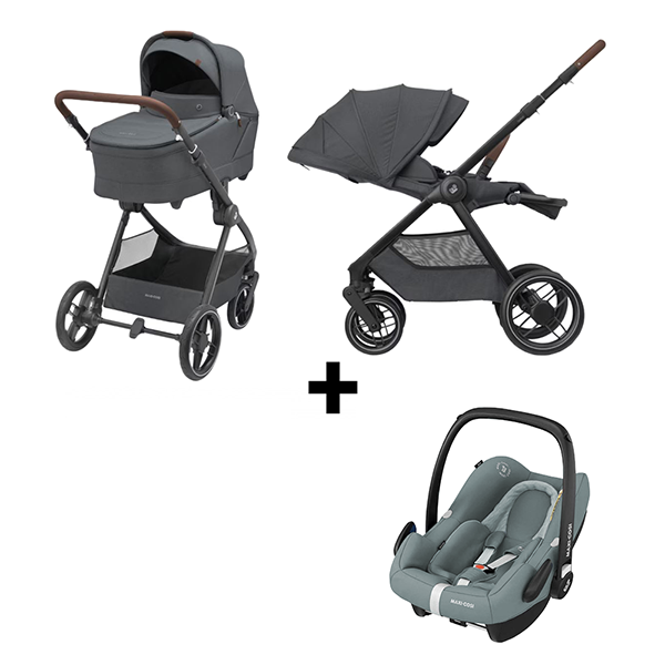 Kinderwagen Maxi-Cosi Oxford Plus Twillic Graphite + Autostoel Maxi-Cosi Rock Essential Grey I-Size - Afbeelding 1