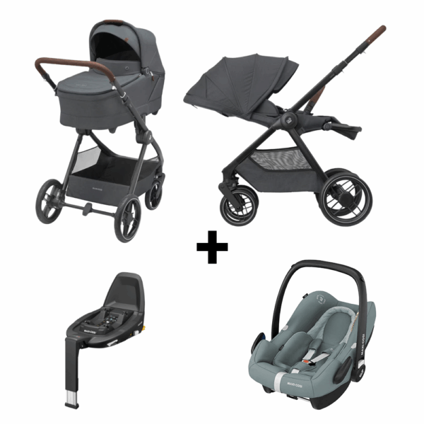 Kinderwagen Maxi-Cosi Oxford Plus Twillic Graphite + Autostoel Maxi-Cosi Rock Essential Grey I-Size&Base - Afbeelding 1