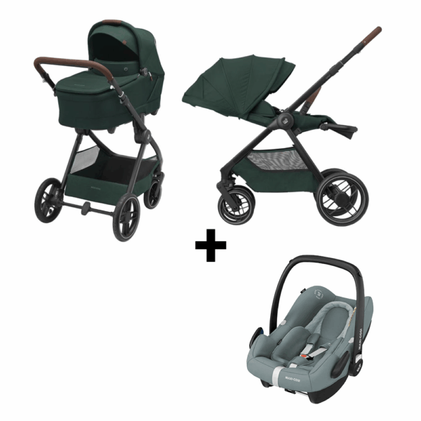 Kinderwagen Maxi-Cosi Oxford Plus Twillic Green + Autostoel Maxi-Cosi Rock Essential Grey I-Size - Afbeelding 1