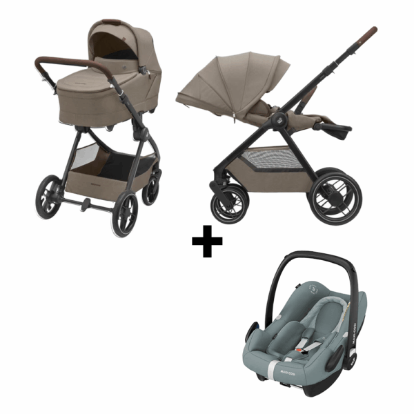 Kinderwagen Maxi-Cosi Oxford Plus Twillic Truffle + Autostoel Maxi-Cosi Rock Essential Grey I-Size - Afbeelding 1