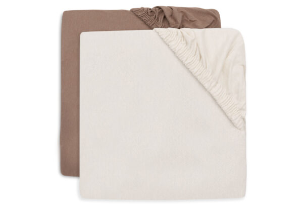 Hoeslaken Ledikant Jollein 60x120 Jersey Milky Coffee/Ivory 2st - Afbeelding 1