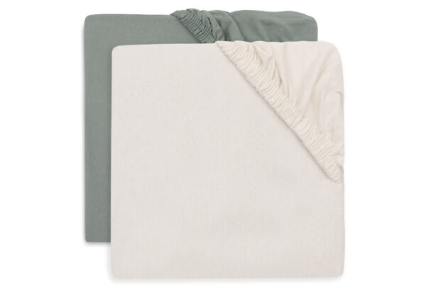 Hoeslaken Ledikant Jollein 60x120 Jersey Sea Green/Ivory 2st - Afbeelding 1