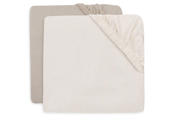 Hoeslaken Ledikant Jollein 60x120 Jersey Oatmeal/Sand 2st - Afbeelding 1