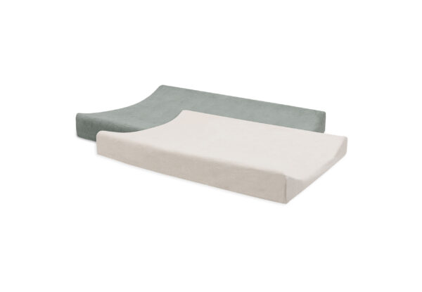 Aankleedkussenhoes Jollein Badstof Sea Green/Ivory 2st - Afbeelding 1
