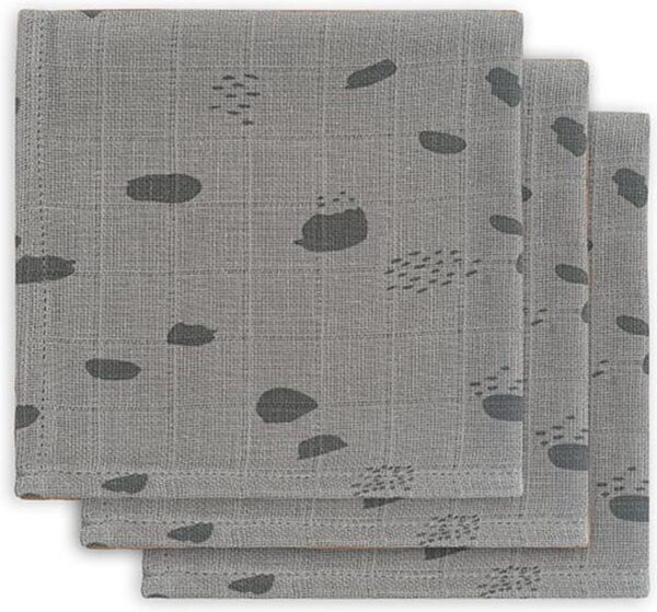 Monddoekjes Jollein Hydrofiel Spot Storm Grey 3-pack - Afbeelding 1