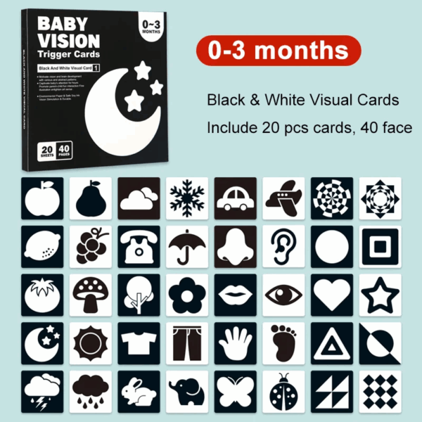 Baby Vision™ – Kijkpret Moment – Baby Activeringskaarten 0-3 maanden | Educatief Speelgoed - Afbeelding 1