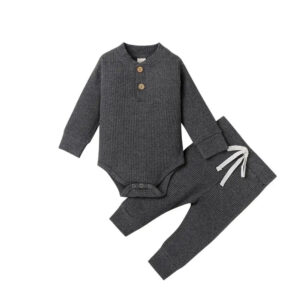 Mini Fashion™ – Comfortabel Baby Kledingset Donkergrijs / 90 (12–18 maanden) | Educatief Speelgoed