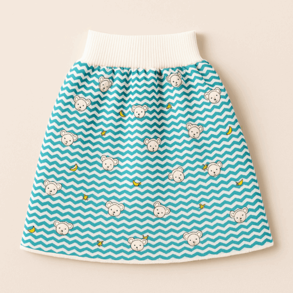 Baby Training Pants™ - Zindelijkheidstraining met een twist - Oefenbroek Rokje / Gestreept aapjes / M (0-3 jaar) | Educatief Speelgoed - Afbeelding 1