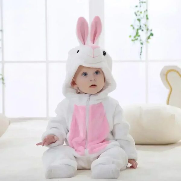 Mini Fashion™ – Dieren Dromenland – Kinder Dieren Onesie Wit konijn / 70 (2-6 maanden) | Educatief Speelgoed - Afbeelding 1