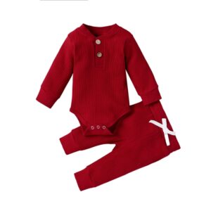 Mini Fashion™ – Comfortabel Baby Kledingset Rood / 70 (3–6 maanden) | Educatief Speelgoed