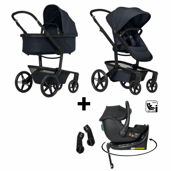 Kinderwagen Joolz Day5 Dark Navy Blue + Autostoel Jacky Pro 360° All Black&Base - Afbeelding 1