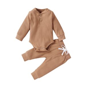 Mini Fashion™ – Comfortabel Baby Kledingset Donkerbruin / 70 (3–6 maanden) | Educatief Speelgoed