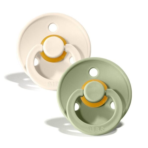 Fopspeen Bibs Round Ivory/Sage 0-6mnd 2st - Afbeelding 1