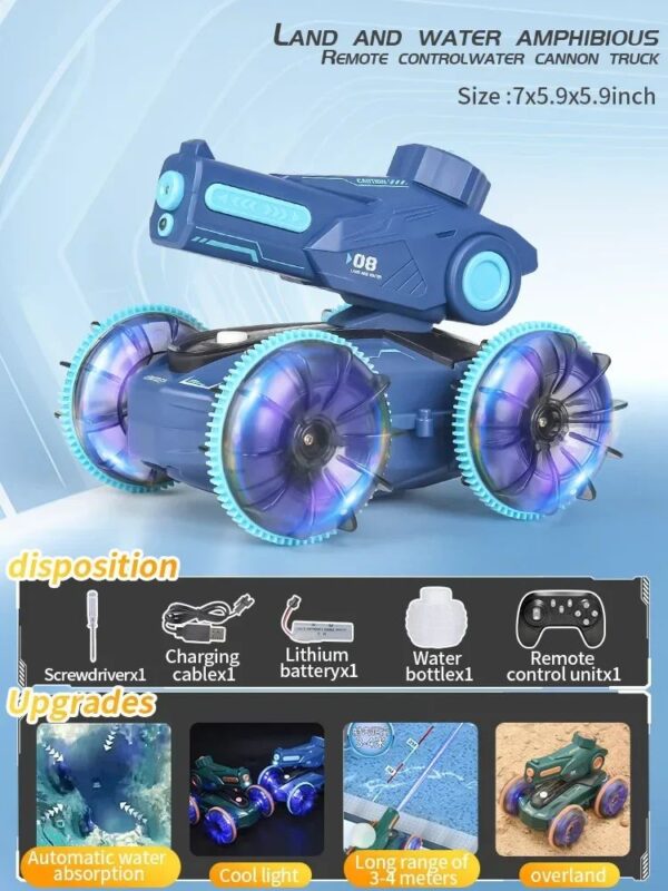 Aqua Racer™ – Dubbel Zo Stoer – RC Amfibie Raceauto Blauw | Educatief Speelgoed - Afbeelding 1