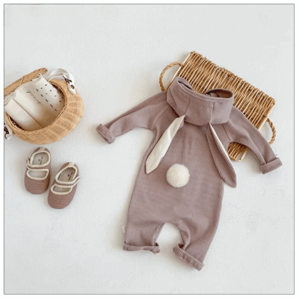 Mini Fashion™ - Schattig Konijnen Design - Baby Romper Licht Grijs / 80 (9-12maanden) | Educatief Speelgoed - Afbeelding 1