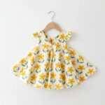 Mini Fashion™ - Speels&Elegant - Meisjes Zomer Jurk Geel Bloemen / 100 (2-3 jaar) | Educatief Speelgoed