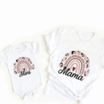 Mini Fashion™ - Mama&Dochter - Matchende Shirt&Romper Wit - Regenboog Met Print / Vrouwen - L | Educatief Speelgoed