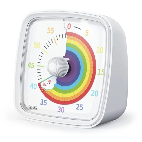 Visual Timer– Kleurig&Kalm– Kinder Timer Wit Regenboog | Educatief Speelgoed - Afbeelding 1
