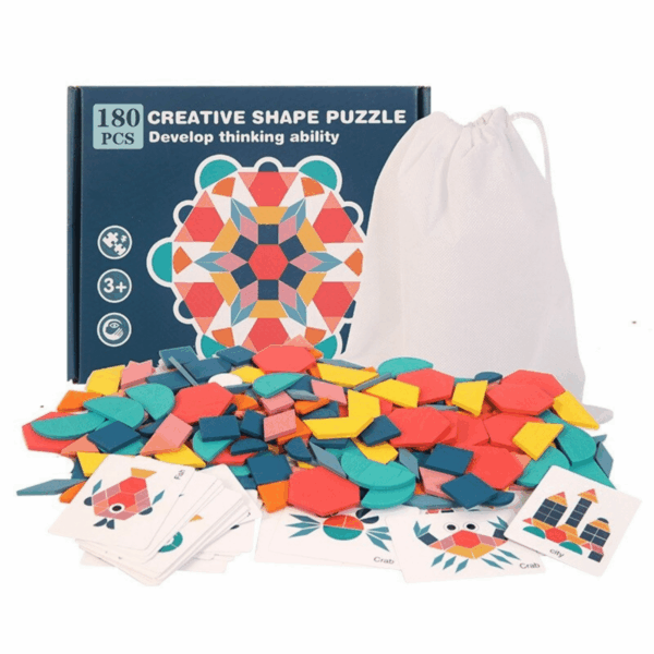 Woods™ | Ontwikkel de creativiteit - Geometrische Vormenpuzzel 155 stuks + GRATIS 25 stuks - beperkte voorraad | Educatief Speelgoed - Afbeelding 1