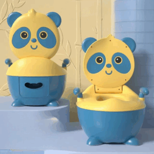 Panda Potty™ - Handig voor vakantie - Kinder toilet Blauw/Geel / Zachte bril | Educatief Speelgoed