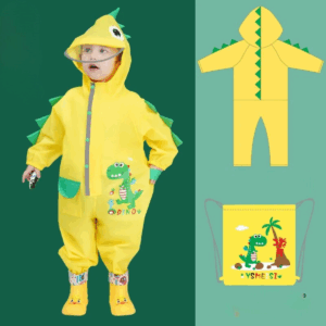 Mini Fashion™ - Poncho - Kinder Regenjas Gele Dino / 104 (4-5 jaar) | Educatief Speelgoed