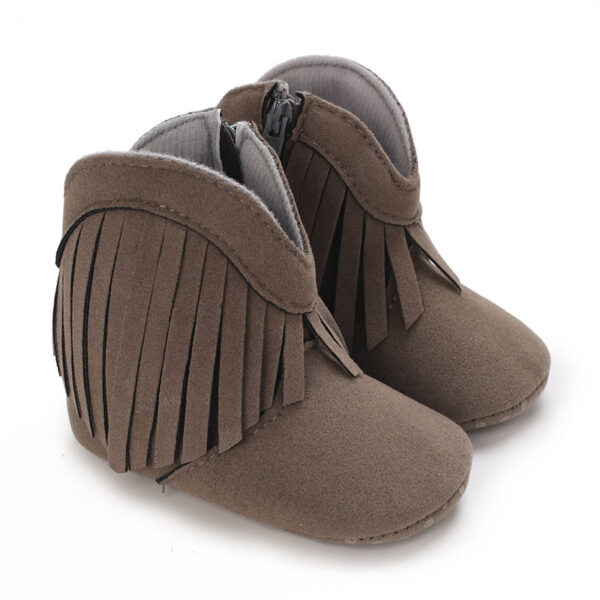 Mini Fashion™ - Stoere Look - Meiden Cowboy Laarzen Grijs - Touwtjes / 16 (0-6 maanden) | Educatief Speelgoed - Afbeelding 1