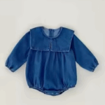 Mini Fashion™ - Comfortabel&Stijlvol - Lente Romper Jurkjes Kinderen Romper - Donkerblauw jeans / 74 (6-9 maanden) | Educatief Speelgoed
