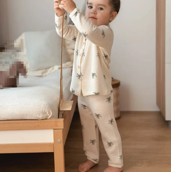 Mini Fashion™ - Luchtig Katoen - Kinder Pyjama Beige - Wesp / 90 (2 jaar) | Educatief Speelgoed - Afbeelding 1